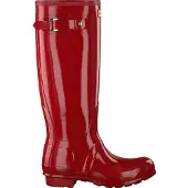Hunter Dames Originele Tall Gloss Wellington regenlaarzen rood (38), Plat, Geen, Casual, PVC WFT1000RGL