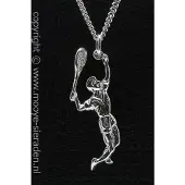 MOOYE ® - Collectie Zilveren Tennisspeler opslag ketting hanger