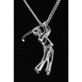 MOOYE ® - Collectie Zilveren Golfspeler ketting hanger - groot