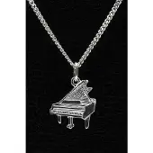 MOOYE ® - Collectie Zilveren Piano vleugel ketting hanger - vlak