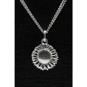 MOOYE ® - Collectie Zilveren Zonnebloem ketting hanger