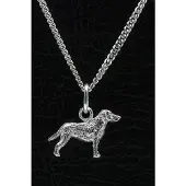 MOOYE ® - Collectie Zilveren Curly coated retriever ketting hanger - klein