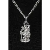 MOOYE ® - Collectie Zilveren Christoffel met stok ketting hanger