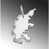 MOOYE ® - Collectie Zilveren Landkaart Denemarken ketting hanger