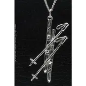 MOOYE ® - Collectie Zilveren Skies met stokken ketting hanger