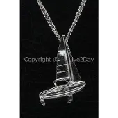 MOOYE ® - Collectie Zilveren Zeilboot met kajuit ketting hanger - 2