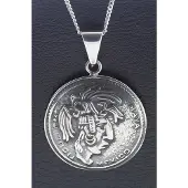 MOOYE ® - Collectie Zilveren Maya krijger ketting hanger