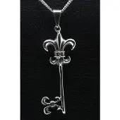 MOOYE ® - Collectie Zilveren Hemelpoortsleutel fleur de lis ketting hanger