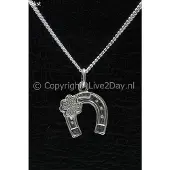MOOYE ® - Collectie Zilveren Hoef rozet ketting hanger