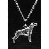 MOOYE ® - Collectie Zilveren Weimaraner langhaar ketting hanger - groot