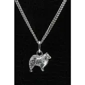 MOOYE ® - Collectie Zilveren Chow Chow langhaar ketting hanger - klein