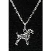 MOOYE ® - Collectie Zilveren Airedale terrier ketting hanger - klein
