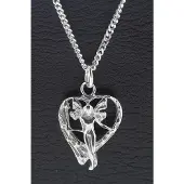 MOOYE ® - Collectie Zilveren Engel in hart ketting hanger