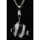 MOOYE ® - Collectie Zilveren Tropische vis zwart wit hanger n bedel