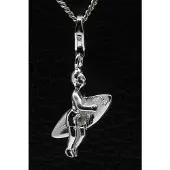 MOOYE ® - Collectie Zilveren Surfer met plank hanger n bedel