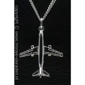MOOYE ® - Collectie Zilveren Boeing 737 middel ketting hanger