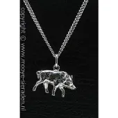 MOOYE ® - Collectie Zilveren Zwijn middel ketting hanger