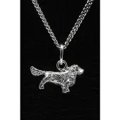 MOOYE ® - Collectie Zilveren Sussex spaniel met staart ketting hanger - klein
