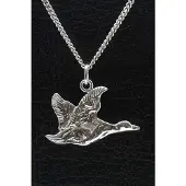 MOOYE ® - Collectie Zilveren Eend in vlucht ketting hanger
