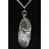 MOOYE ® - Collectie Zilveren Klomp ketting hanger - bewerkt zwaar