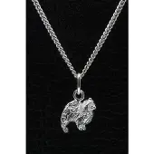 MOOYE ® - Collectie Zilveren Keeshond middenslag ketting hanger - klein