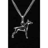 MOOYE ® - Collectie Zilveren Dobermann oren gecoupeerd ketting hanger - klein
