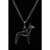 MOOYE ® - Collectie Zilveren Podenco canario ketting hanger - klein