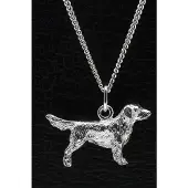 MOOYE ® - Collectie Zilveren Flat coated retriever ketting hanger - groot