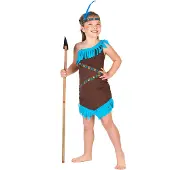 Vegaoo Bruine met blauwe indianen outfit voor meisjes