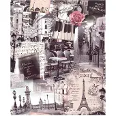 Dutch Wallcoverings Home Parijs roze/zwart behang (vliesbehang, roze)
