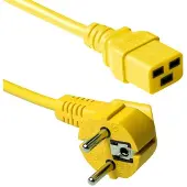 ACT Apparaatsnoer met rechte C19 plug en haakse stekker - 3x 1,50mm / geel - 3 meter