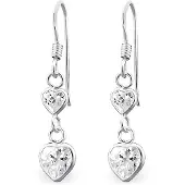 Montebello Oorbellen Adele - Dames - 925 Zilver - Zirkonia - Hart - 7 x 30 mm