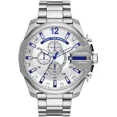 Diesel Horloge DZ4477 Chronograaf Staal Index en Wijzers Blauw Man