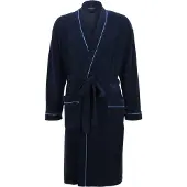 Schiesser badjas donkerblauw Original Classics blauwe piping