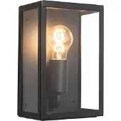 QAZQA Industriële buiten wandlamp zwart met glas 25,5 cm IP44 - Rotterdam