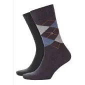 Burlington Everyday 2-Pack gedessineerd katoen multipack sokken heren grijs - maat 40-46