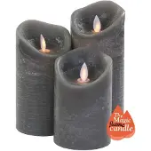 Magic Flame 3 stuks Magic Flame kaars 76x152 mm l grijs timer