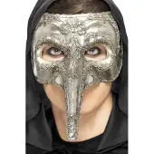 Vegaoo Zilverkleurig Venetiaans halfmasker met lange neus voor volwassenen
