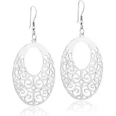 Montebello Resa - Oorbellen - 316L Staal - Ovaal 32x65mm - Zilver