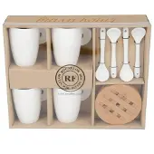 Rocaflor -Set4-Koppen-Schotels-Porselein-Wit- Enjoy Living