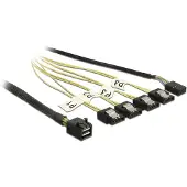 DeLOCK HDD Aansluitkabel [1x Mini-SAS-stekker (SFF-8643) - 4x SATA 6 Gb/s] 1 m Zwart, Zilver, Geel