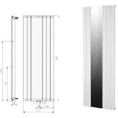 Boss & Wessing Designradiator Plieger Cavallino Retto Specchio 773 Watt Middenaansluiting 180x60,2 cm Zilver Metallic