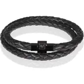 Memphis leren wrap armband Zwart-21cm