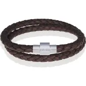 Memphis leren wrap armband Donkerbruin Zilver-20cm
