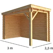 Warentuin Collection Overkapping Els-Mara 250 cm bij 300 cm diep lessenaarsdak