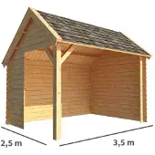 Warentuin Collection Overkapping Michelle-Loes 350 cm bij 250 cm diep kapschuurdak