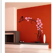 Coart By Artikel Muursticker Vlinderplant Zwart/Roze