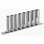 Facom set 10 korte en lange doppen 3/8' op rail - inch maten - JL.40U
