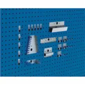 Bott Assortiment geperforeerde bodemplaat toebehoren Perfo, 20 stuks, 10 haken/5 gereedschapsklemmen met Ø 13 mm/5 gereedschapshouders, gegalvaniseerd metaal, zilver