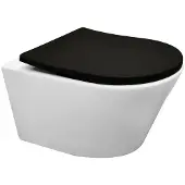 Mueller Afesta mat wit randloos toilet inclusief zwarte softclose zitting